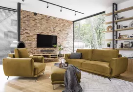 Komplektas sofa, fotelis ir pufas Megis 3+1+puf geltona