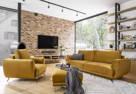 Komplektas sofa, fotelis ir pufas Megis 3+1+puf geltona