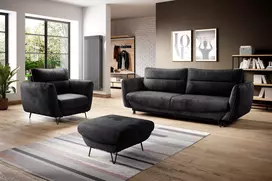 Komplektas Sofa su foteliu ir pufu Silva 3+1+puf pilka
