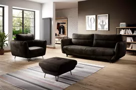 Komplektas Sofa su foteliu ir pufu Silva 3+1+puf ruda
