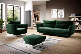 Komplektas Sofa su foteliu ir pufu Silva 3+1+puf žalia