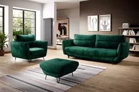 Komplektas Sofa su foteliu ir pufu Silva 3+1+puf žalia