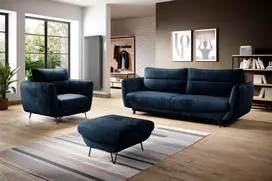 Komplektas Sofa su foteliu ir pufu Silva 3+1+puf mėlyna