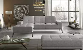 Komplektas kampinė sofa ir pufas Torrense pilka