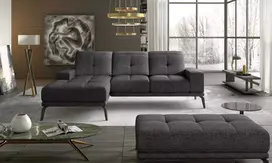 Komplektas kampinė sofa ir pufas Torrense juoda