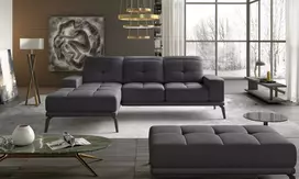 Komplektas kampinė sofa ir pufas Torrense pilka