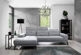 Komplektas kampinė sofa ir pufas Torrense pilka
