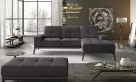 Komplektas kampinė sofa ir pufas Torrense pilka