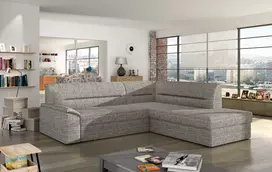 Kampinė sofa Elano su patalynės dėže, audinys Berlin 01