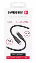 Swissten minkštas silikoninis duomenų kabelis USB-C / USB-C / 1,5 m / 60 W