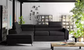 Kampinė sofa Kairos su patalynės dėže, audinys Mat Velvet 99