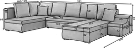 Kampinė sofa Giovanni su patalynės dėže, audinys Dora 90