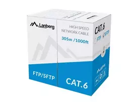 Lanberg LCS6-11CU-0305-S tinklo kabelis 305 m Cat.6 SFTP CPR+ Fluke pravažiavo Pilką
