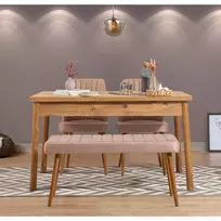 Stalo ir kėdžių rinkinys (4 dalys), Hanah Home, Atlanto pušis Akmuo, 120 x 77 x 75, cm
