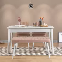 Stalo ir kėdžių rinkinys (4 dalys), Hanah Home, baltas Akmuo, 120 x 77 x 75, cm