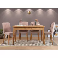 Stalo ir kėdžių rinkinys (5 dalys), Hanah Home, Atlanto pušis Akmuo, 120 x 77 x 75, cm