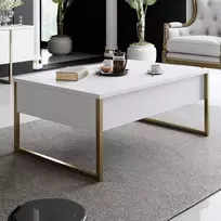 Kavos staliukas, Hanah Home, baltas / auksinis, 90 x 40 x 60 cm