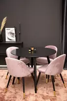 Plaza Runt Matbord - Svart / Svart - ø100*H75 + Velvet valgomojo kėdė žalvaris - rožinė / juoda _4