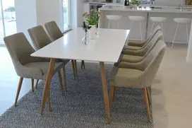 Valgomojo stalas Polar – Oak Look / baltas – 180*90*H75 + „Plaza“ valgomojo kėdė, 2 pak. – Oak Look / šviesiai pilka _6