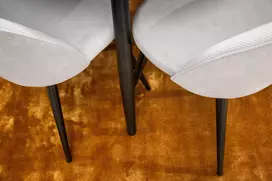 „Plaza“ apvalus valgomojo stalas - juodas / juodas - ø100*H75 + aksominė valgomojo kėdė, velvetinė - šviesiai pilka / juoda _4
