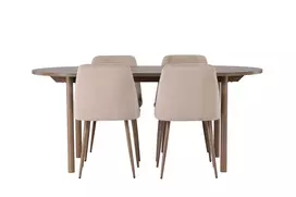 Andy Valgomojo stalas 180*75 - Natūralus / Natūralus MDF + Nakties valgomojo kėdė - Tamsus riešutas / Mocca / Rudas audinys _4