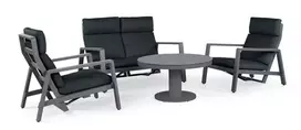 Lauko baldų komplektas Laguna Juoda/Pilka, 4 asmenims