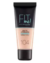 Maybelline, Fit Me Matte + Poreless, Skystas makiažo pagrindas, 104, Soft Ivory, 30 ml