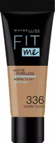 Maybelline, Fit Me Matte + Poreless, Skystas makiažo pagrindas, 336, Šilta alyvuogė, 30 ml