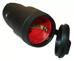 Ilgintuvo lizdas N&L, 3P, 16A, 250V, IP44, juodos spalvos