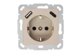 Kištukinis lizdas,USB A+C kroviklis Liregus Retro, kreminė