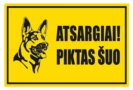 Lipdukas atsargiai piktas šuo 180x120mm