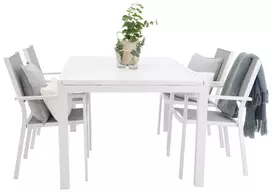Marbella Valgomojo stalas 160/240*100*H75 + Copacabana kėdė, balta