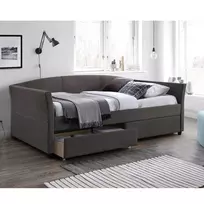 Lova GENESIS su čiužiniu HARMONY TOP (86861) 90x200cm, 2 stalčiai, rėmas dengtas audiniu, spalva: pilka