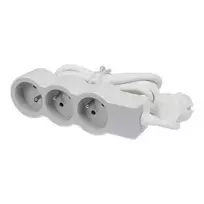 Extension cable 3x2P+Z 1,5m White/grey