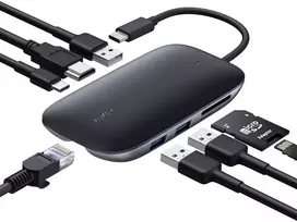 CB-C71 aluminium HUB USB-C | 8in1 | RJ45 Ethernet 10/100/1000Mbps | 3xUSB 3.1 | HDMI 4k@30Hz | SD & microSD | USB-C Power Delivery 100W