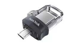 SanDisk Ultra Dual m3.0 USB atmintukas 32GB USB Type-A / Micro-USB 3.2 Gen 1 (3.1 Gen 1) Juoda, Sidabras, Permatomas
