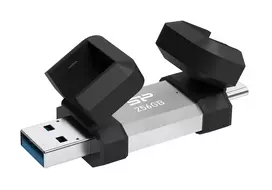 SILICON POWER 256GB, USB TYPE-A and TYPE-C FLASH DRIVE, MOBILE C51, Silver
