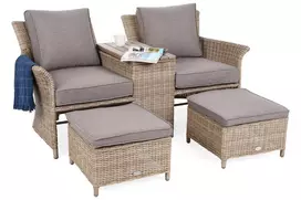 Lauko fotelių su pufais komplektas Milos Plus, Beige