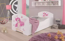 Lova su čiužiniu ir stalčiumi PEPE Mergaitė su sparnais 160x80