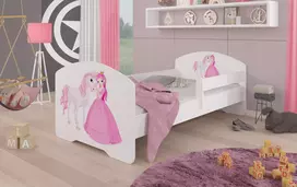 Lova su čiužiniu ir turėklais PEPE Princesė ir arkliukas 140x70