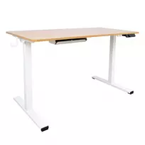 Rašomasis stalas ERGO su 1 varikliu, 120x60xH73-121cm, baltas/ ąžuolas