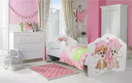 Lova su čiužiniu ir turėklais CASIMO TWO Šuniukas 140x70