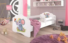 Lova su čiužiniu ir turėklais CASIMO Dramblys 140x70
