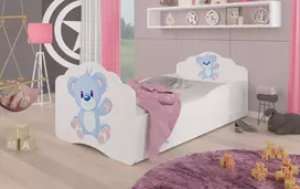 Lova su čiužiniu ir stalčiumi CASIMO Mėlynas meškiukas 140x70