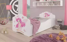 Lova su čiužiniu ir stalčiumi CASIMO Mergaitė su sparnais 140x70
