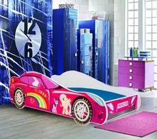 Lova su čiužiniu CAR PINK 160x80
