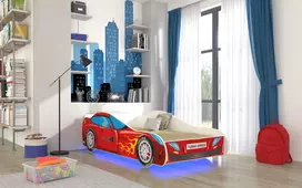 Lova su čiužiniu ir LED apšvietimu AUTO 4x4 160x80