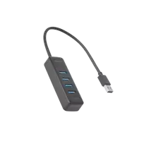 USB-A šakotuvas DELTACO, 5Gbit/s, 4x USB-A, plonas, juodas / UH-734 / 1902425