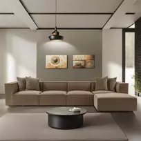 Kampinė sofa Hanah Home Sora, ruda, 350 x 65 x 190