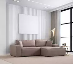 Kampinė sofa-lova Hanah Home Pırlo, ruda, 145 x 43 x 206